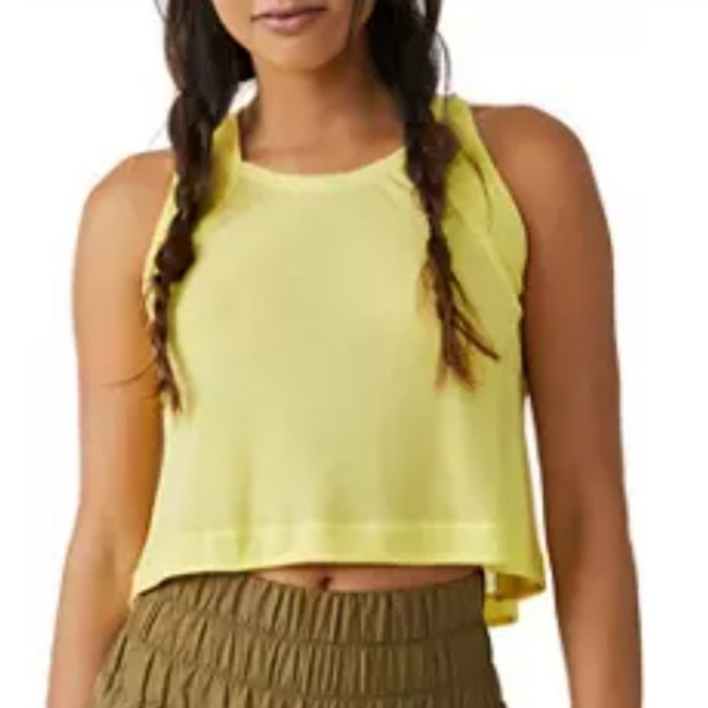 Free People Movement Yellow Cross Back Keep Away Tank Top Yellow Size Large